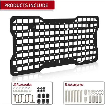 Tailgate Tactical Panel For Wrangler Tailgate Tool Kit Organizer Racks Compatible With  Wrangler 2007-2022 JK JKU  2018-2022 JL JLU WEM Support (www.WEM.support)