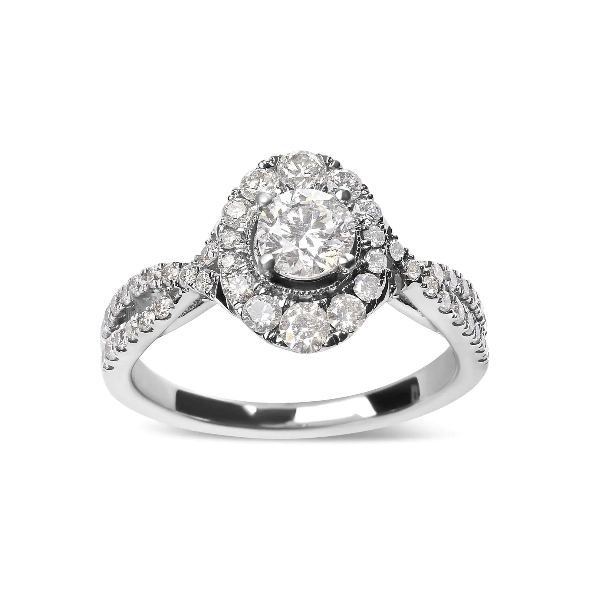 14k White Gold GIA Certified 1 1/5 Cttw Diamond Oval Halo Shaped Engagement Ring (G-H Color, SI1-SI2 Clarity) - Ring Size 7 WEM Support (www.WEM.support)