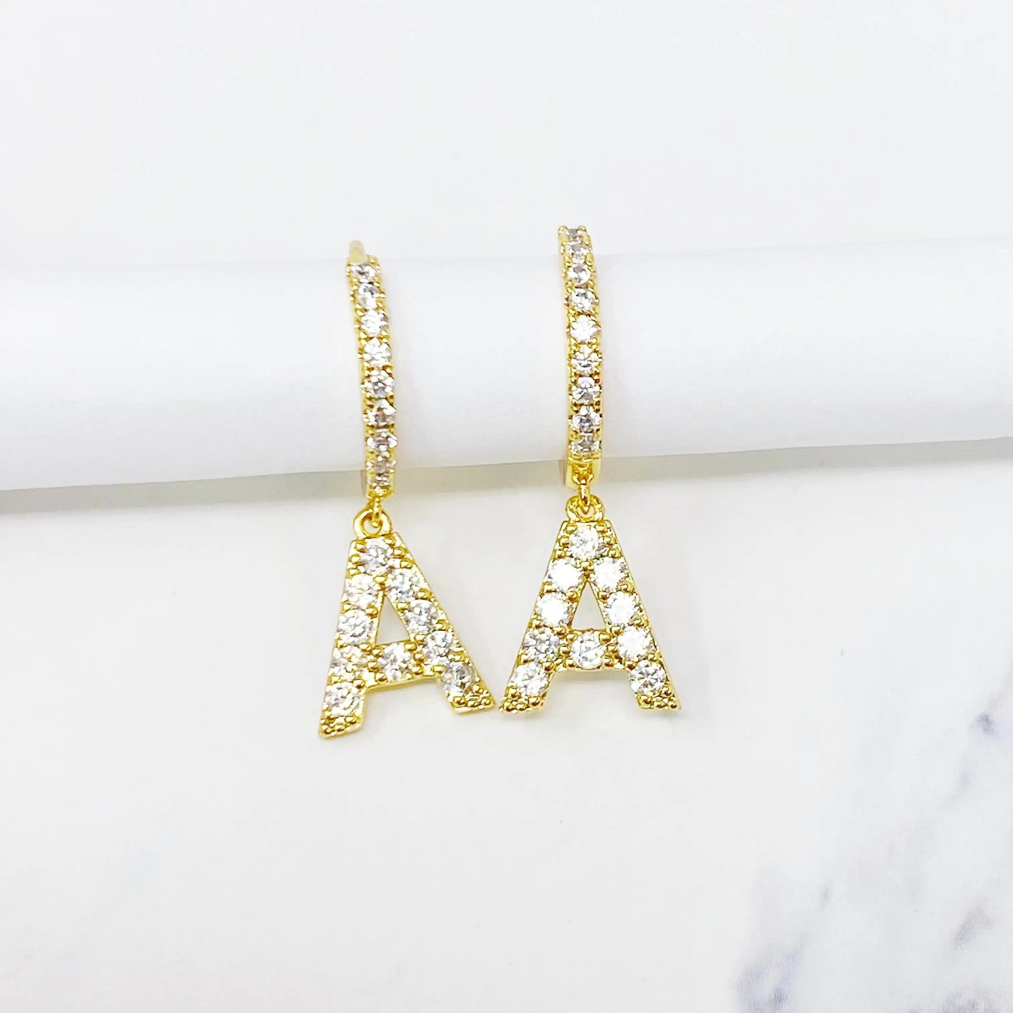 Crystal Initial Drop Earrings WEM Support (www.WEM.support)