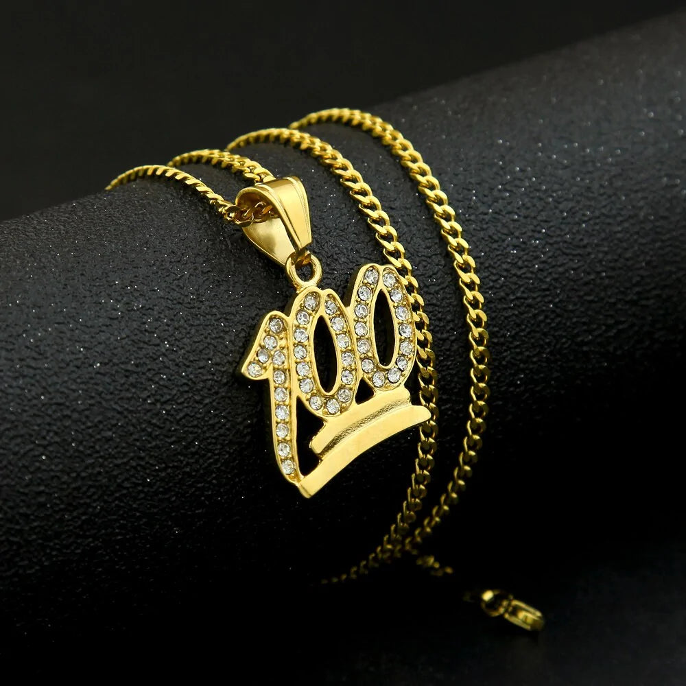 Gold Emoji 100 Logo Pendant Necklace WEM Support (www.WEM.support)
