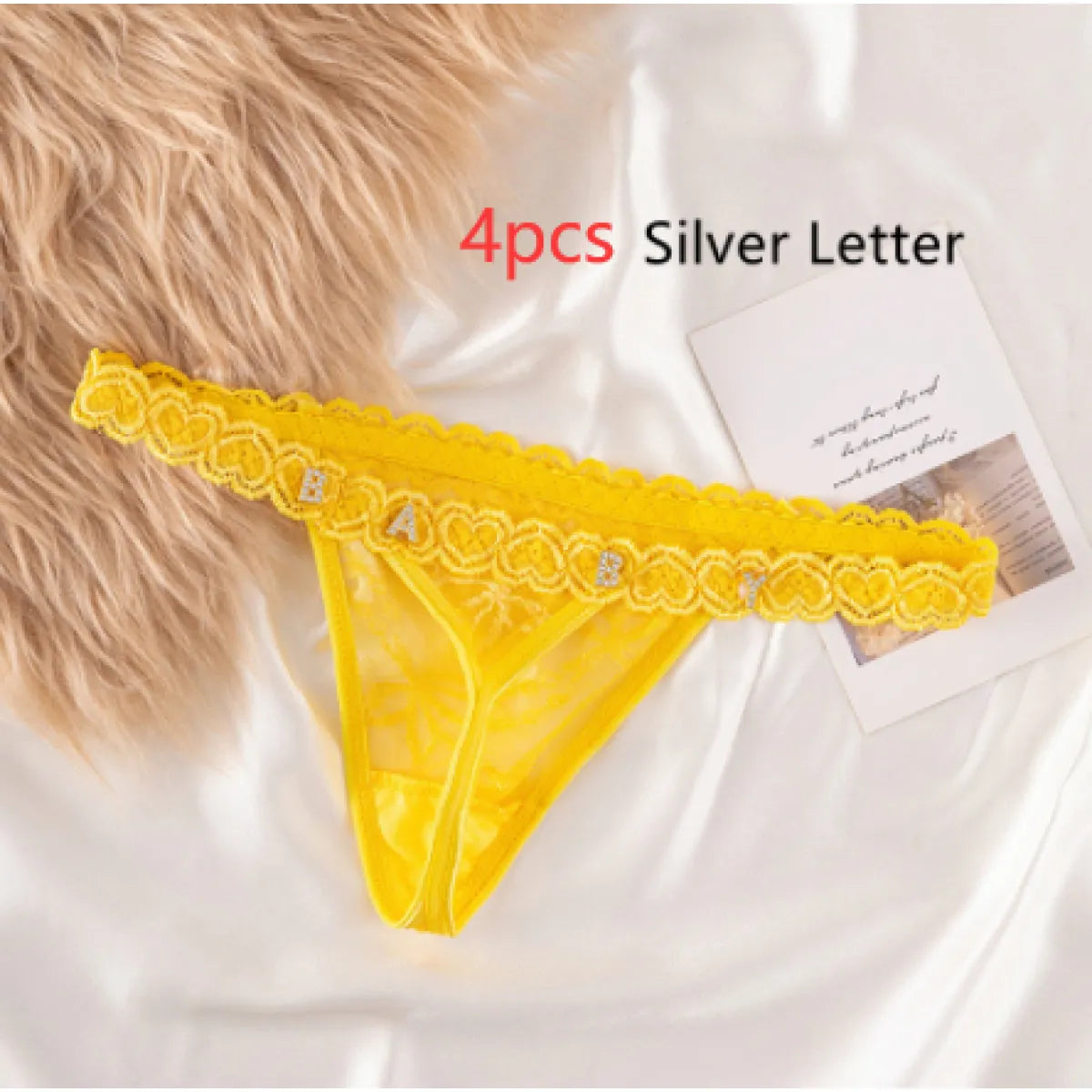 Women's Lace Transparent Rhinestone Letter Shorts WEM Support (www.WEM.support)