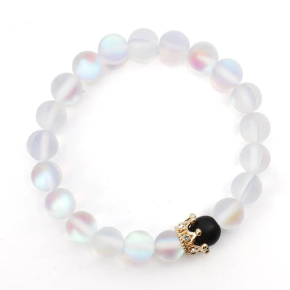 Natural Stone Beads Bracelet with Zircon Crown Charm WEM Support (www.WEM.support)