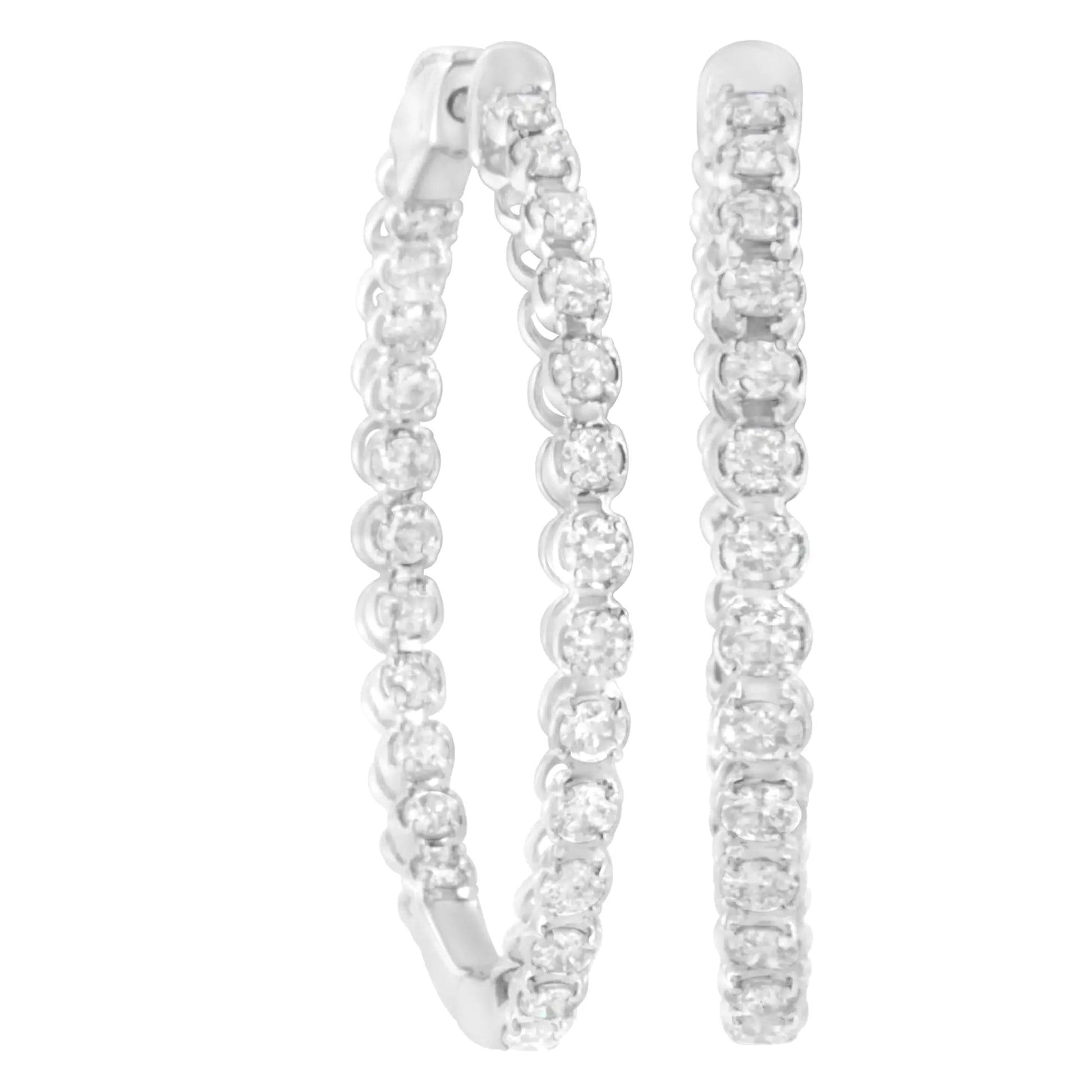 14K White Gold 2 cttw Diamond Hoop Earrings (I-J Clarity, I1-I2 Color) WEM Support (www.WEM.support)