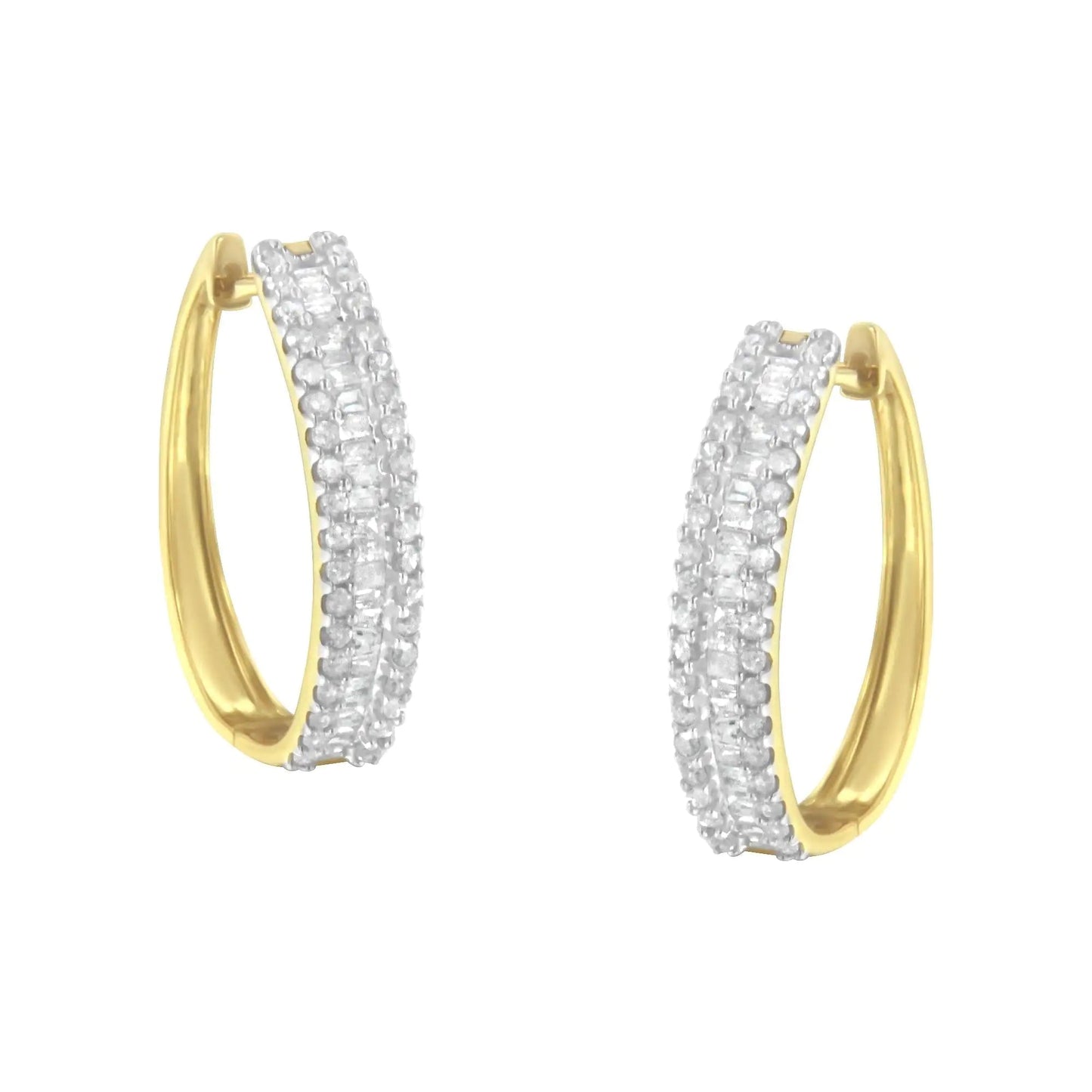 10K Yellow Gold Diamond Hoop Earring (3/4 cttw, I-J Color, I2-I3 Clarity) WEM Support (www.WEM.support)