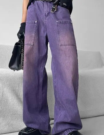 Purple Straight-leg Jeans For Men Women WEM Support (www.WEM.support)