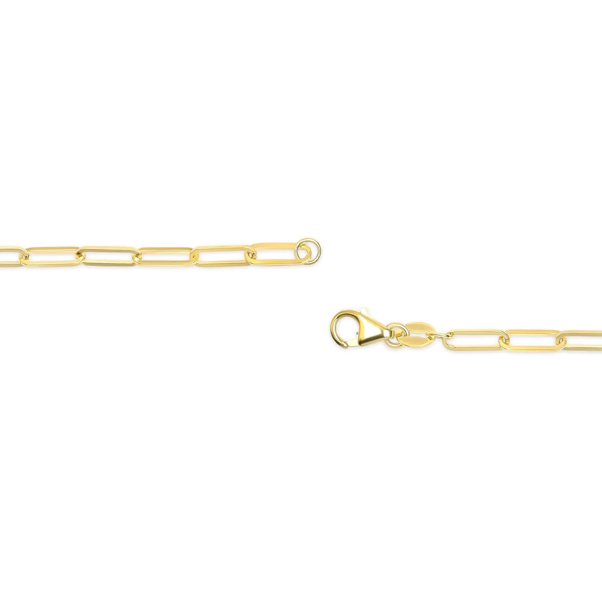Unisex Solid 14K Gold 2.5mm Paperclip Chain Necklace WEM Support (www.WEM.support)