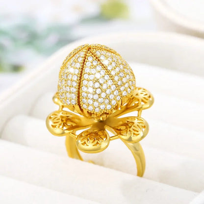 Gold Flower Bud Ring WEM Support (www.WEM.support)