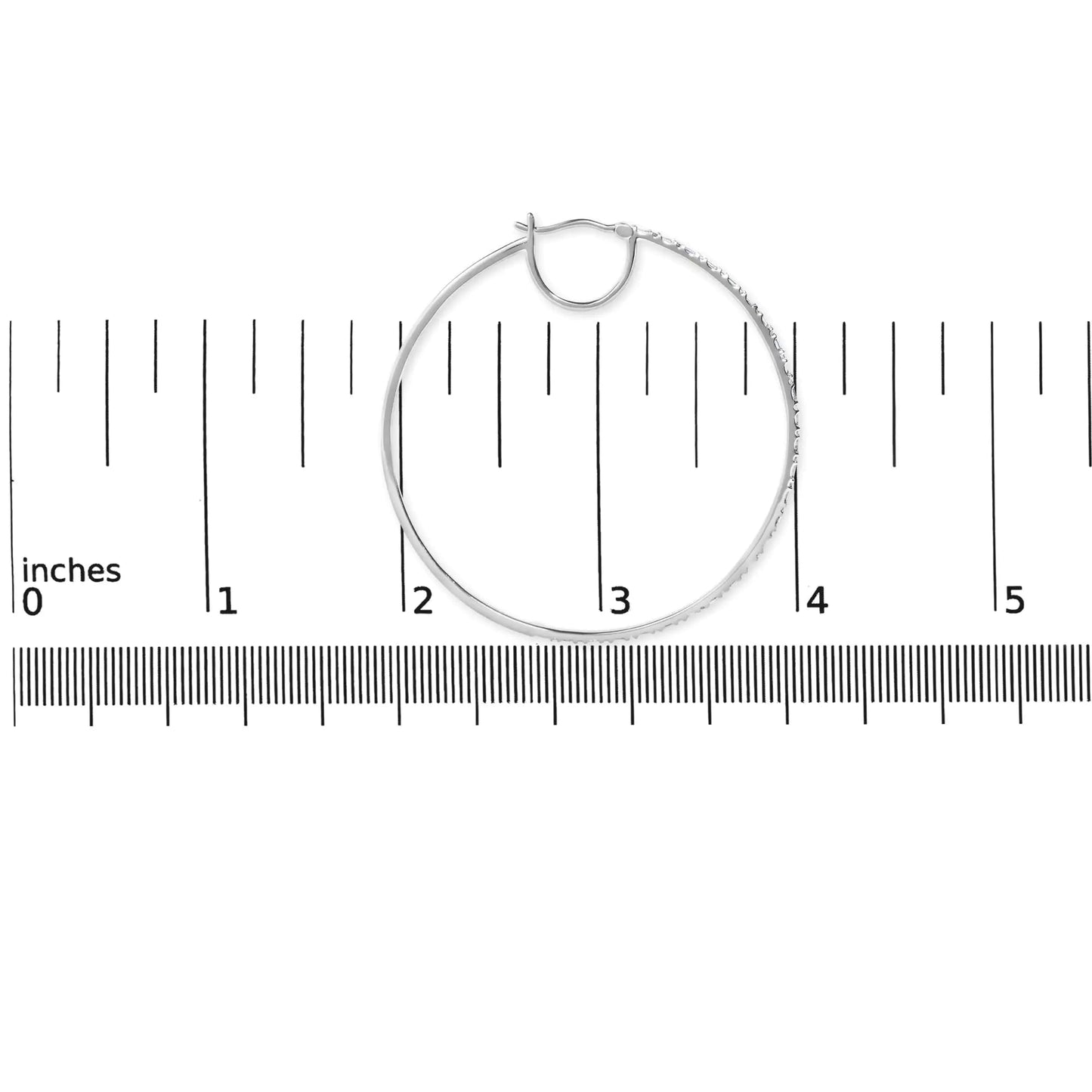 10K White Gold 1/2 Cttw Baguette and Round Alternating Diamond Hoop Earrings (I-J Color, I2-I3 Clarity) WEM Support (www.WEM.support)