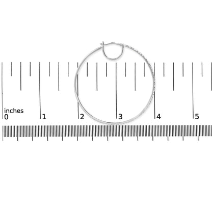 10K White Gold 1/2 Cttw Baguette and Round Alternating Diamond Hoop Earrings (I-J Color, I2-I3 Clarity) WEM Support (www.WEM.support)