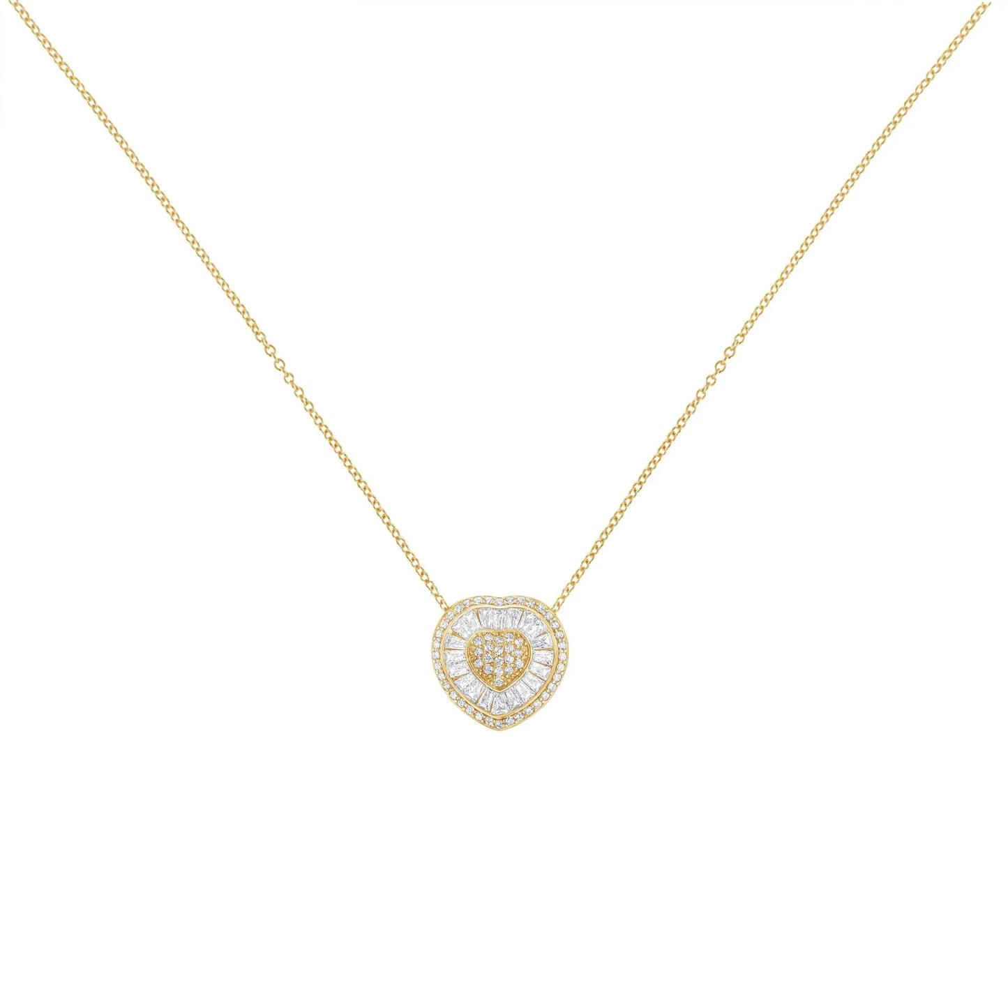 10KT Yellow Gold Diamond Heart Pendant Necklace (1/2 cttw, H-I Color, I1-I2 Clarity) WEM Support (www.WEM.support)