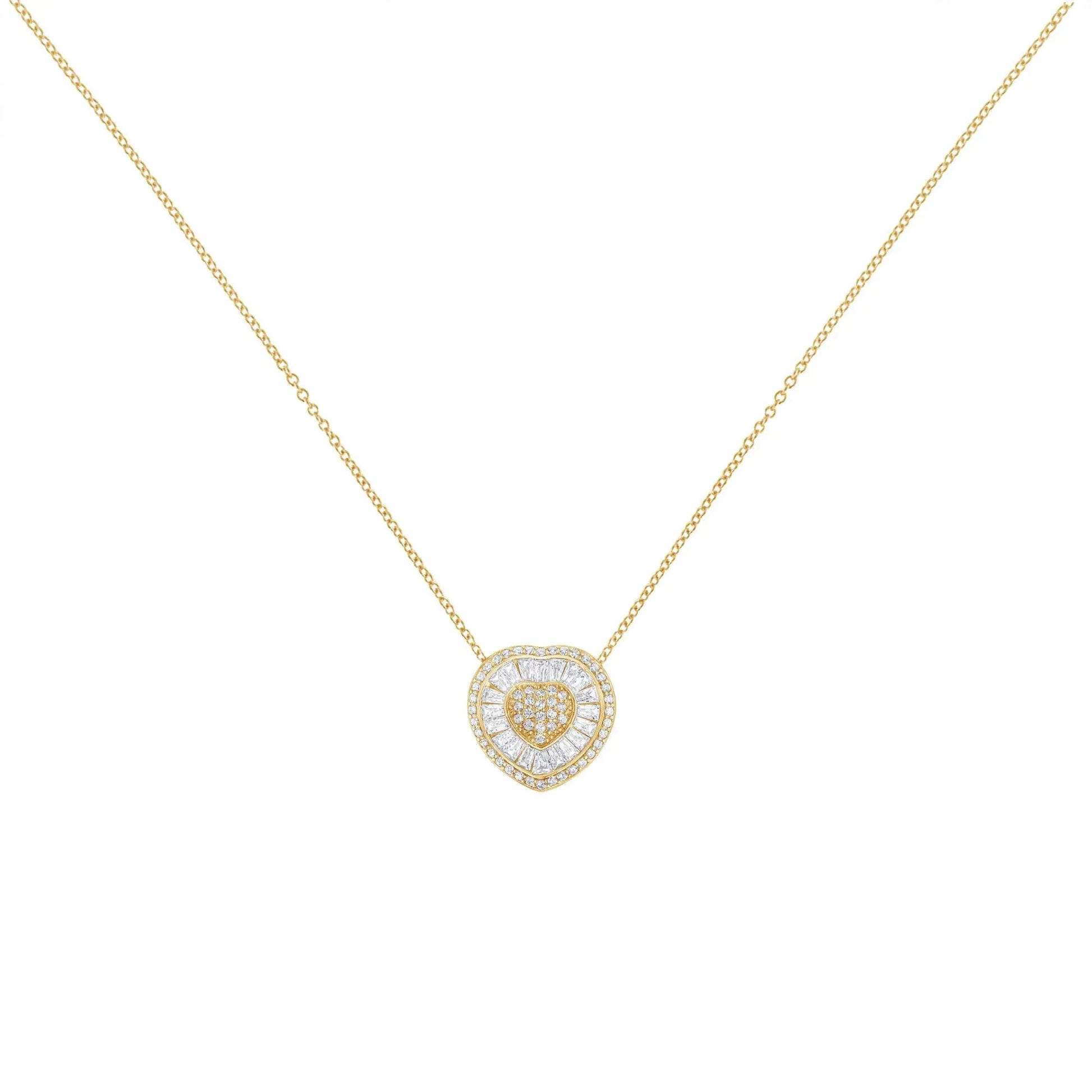 10KT Yellow Gold Diamond Heart Pendant Necklace (1/2 cttw, H-I Color, I1-I2 Clarity) WEM Support (www.WEM.support)