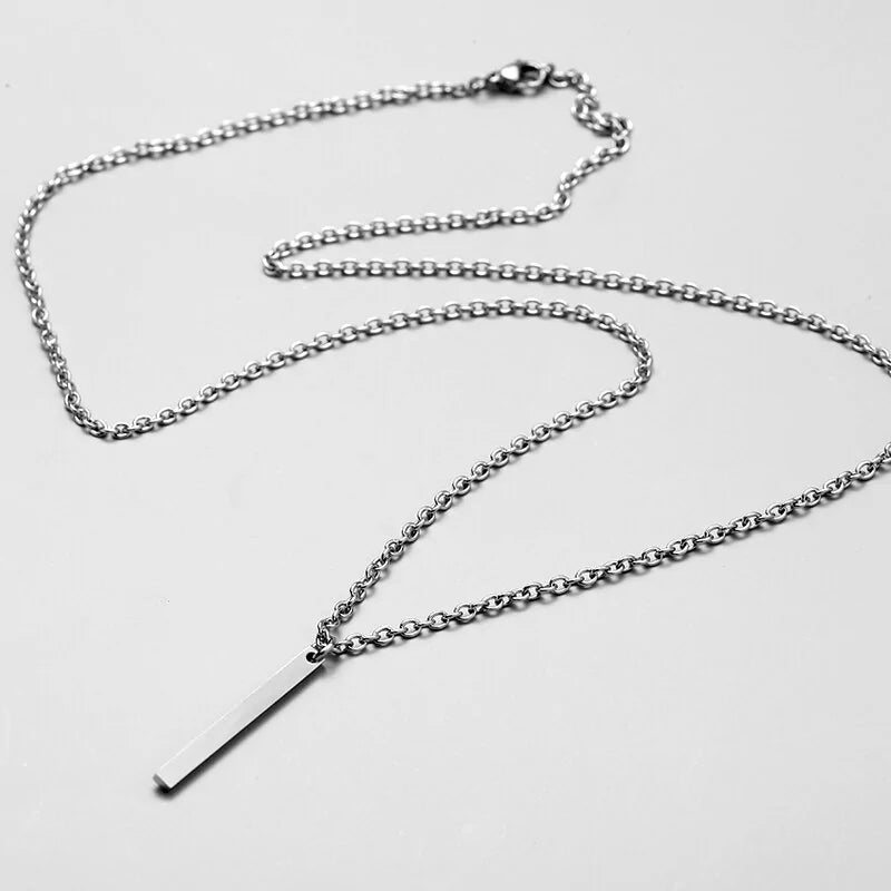 Long Chain Rectangular Pendant Necklace WEM Support (www.WEM.support)