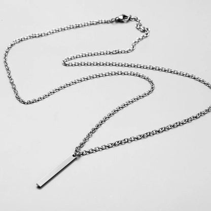 Long Chain Rectangular Pendant Necklace WEM Support (www.WEM.support)