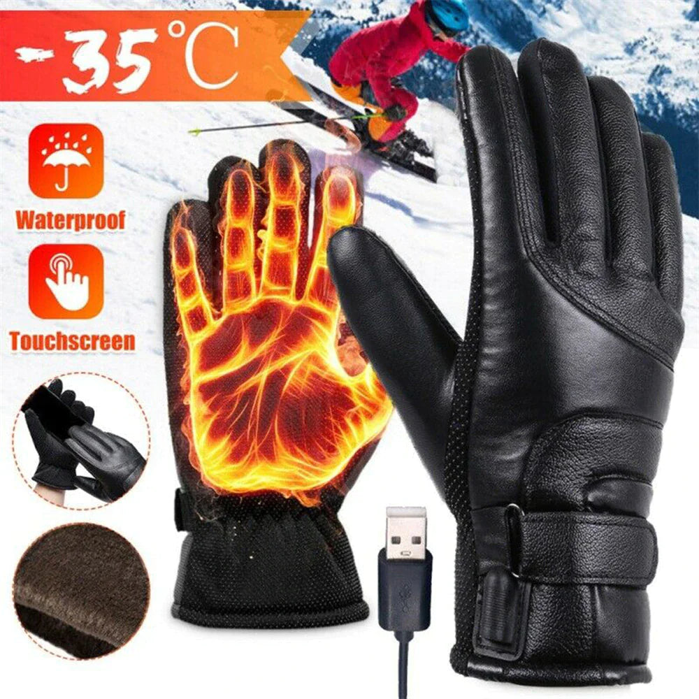Electric USB Heated Gloves Winter Warming Thermal Ski Snow Hand Warm Windproof WEM Support (www.WEM.support)