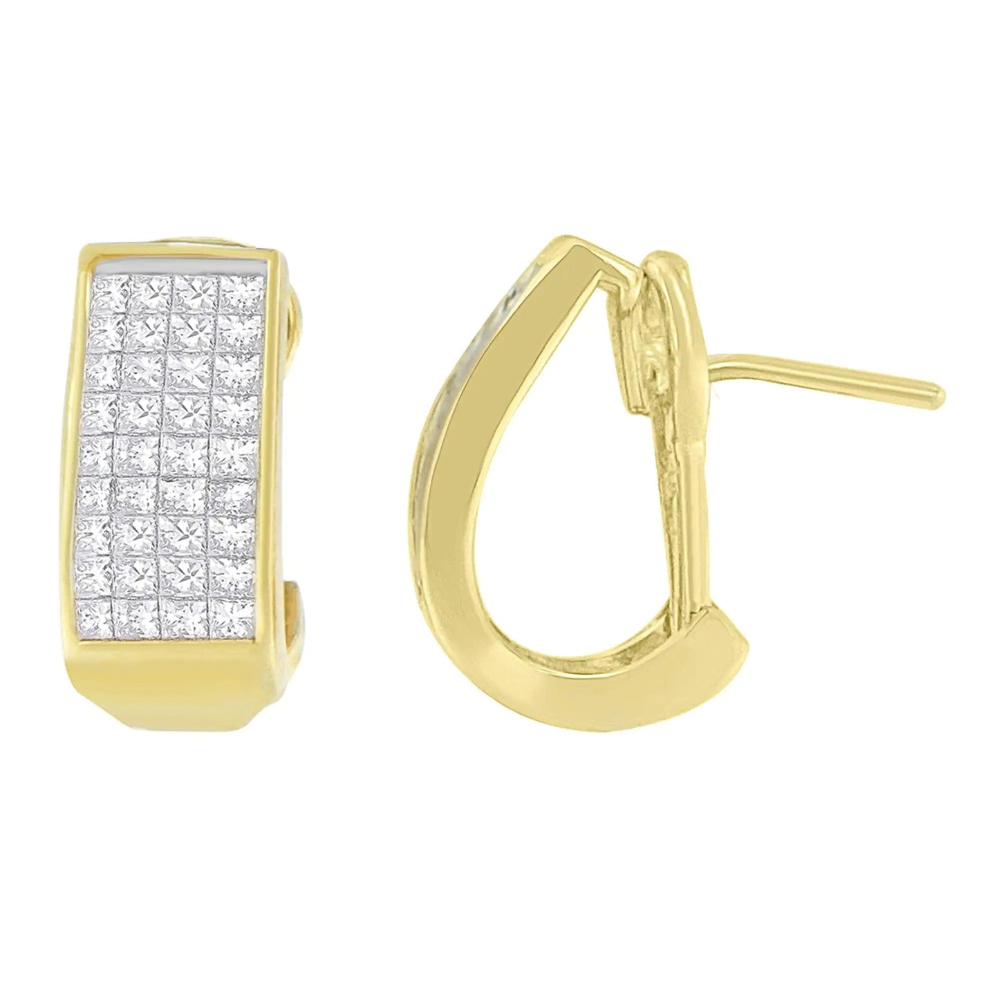 14K Yellow Gold 1 cttw Princess Cut Diamond Earrings (H-I, VS2-SI1) WEM Support (www.WEM.support)