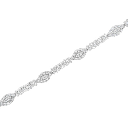 .925 Sterling Silver 1-1/2 cttw Diamond Marquise Halo and Line Link Tennis Bracelet (I-J Color, I2-I3 Clarity) - 7-1/4" WEM Support (www.WEM.support)