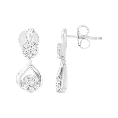 Boucles d'oreilles pendantes en argent sterling plaqué or blanc 10K avec diamants synthétiques de 1/2 carat cttw (Couleur F-G, Clarté VS2-SI1) WEM Support (www.WEM.support)