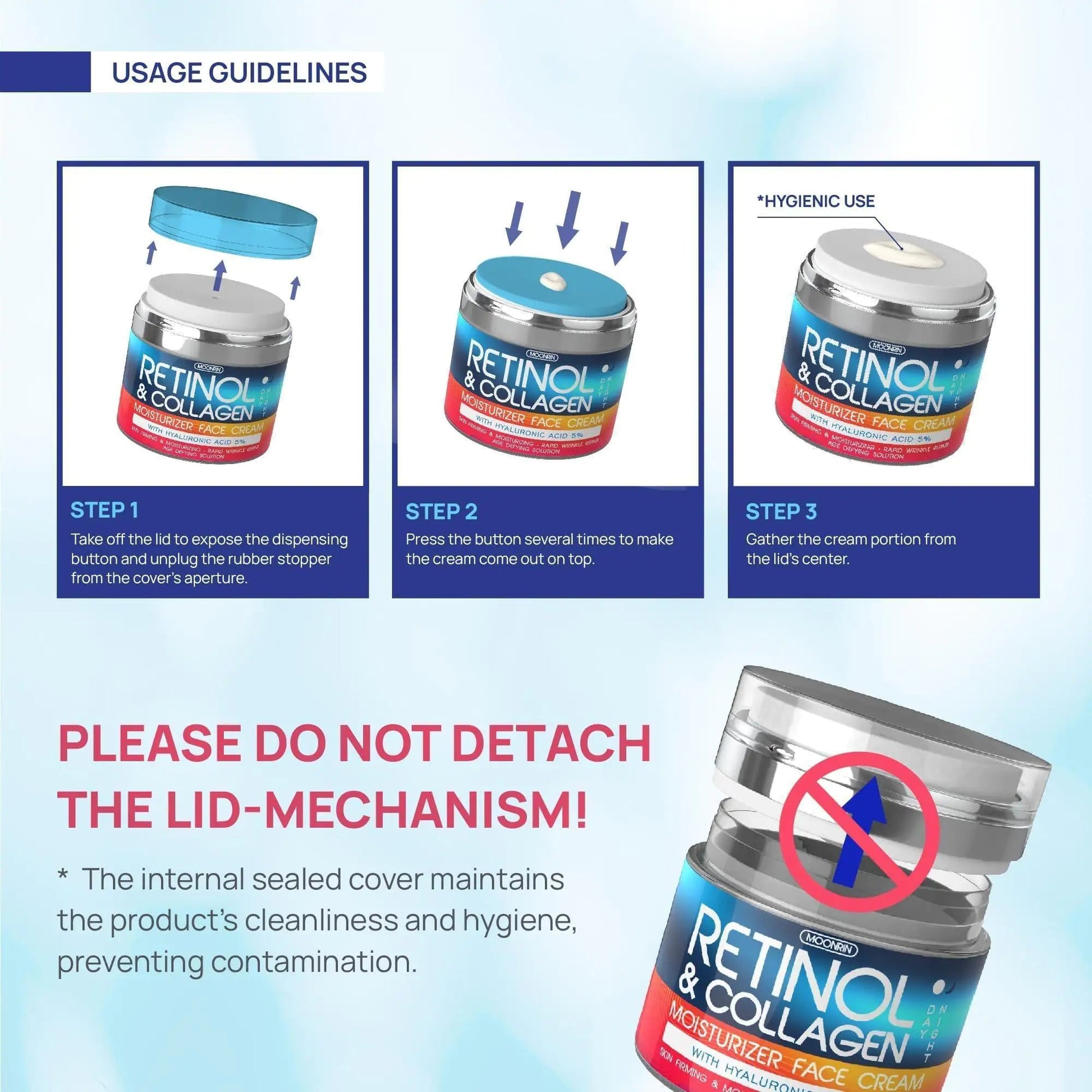 Retinol Cream for Face Collagen Retinol Moisturizer with Hyaluronic Acid 1.8 Oz WEM Support (www.WEM.support)