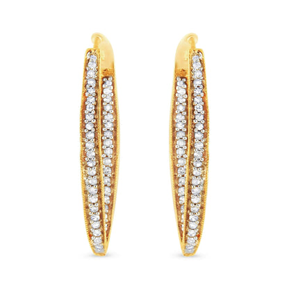 14K Yellow Gold 1/2 Cttw Diamond Inside Out Hoop Earrings for Women (I-J Color, I2-I3 Clarity) WEM Support (www.WEM.support)