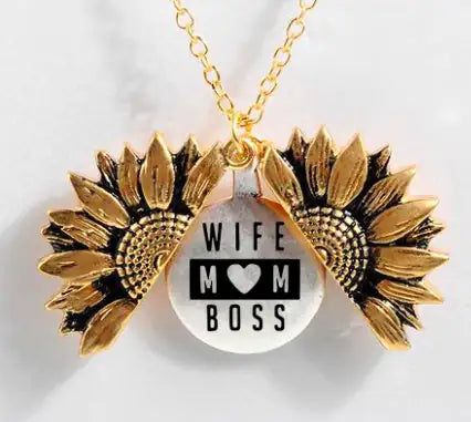 Sunflower Double-layer Lettering Necklace WEM Support (www.WEM.support)