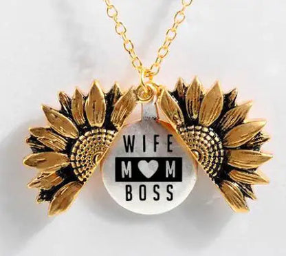 Sunflower Double-layer Lettering Necklace WEM Support (www.WEM.support)