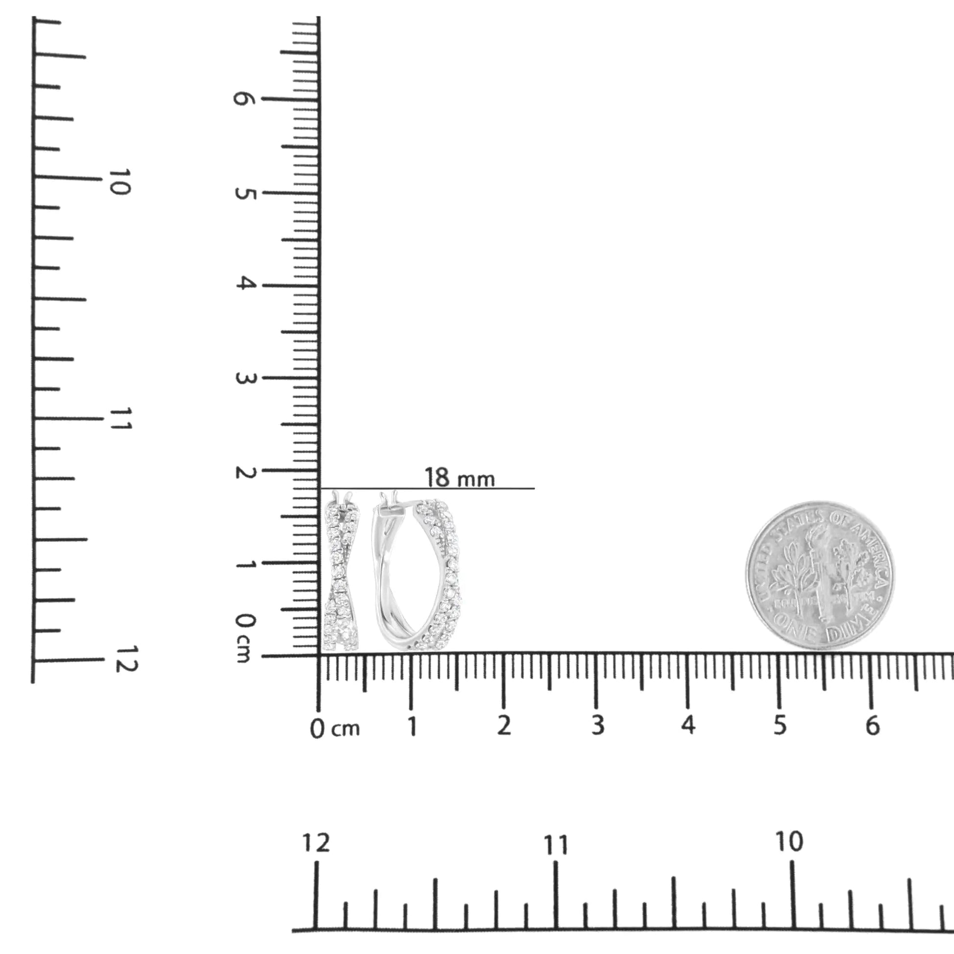 .925 Sterling Silver 3/4 cttw Lab Grown Diamond Cross Hoop Earring (F-G Color, VS2-SI1 Clarity) WEM Support (www.WEM.support)