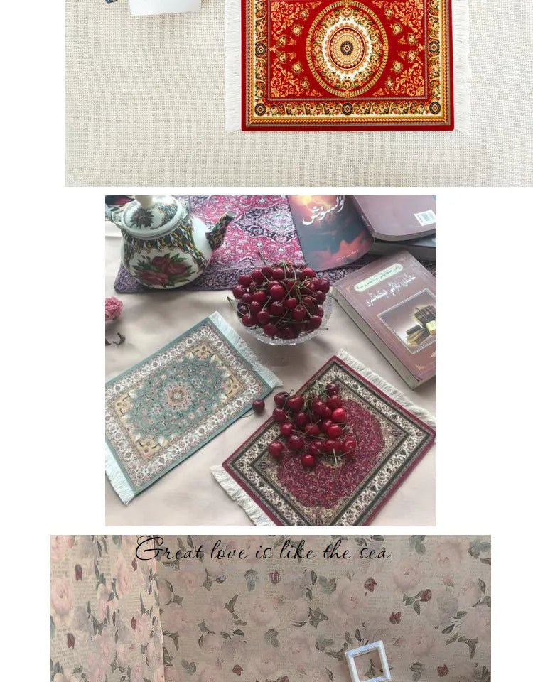 Persian Carpet Mouse Pad & Coasters: Vintage Elegance - Catch Cards