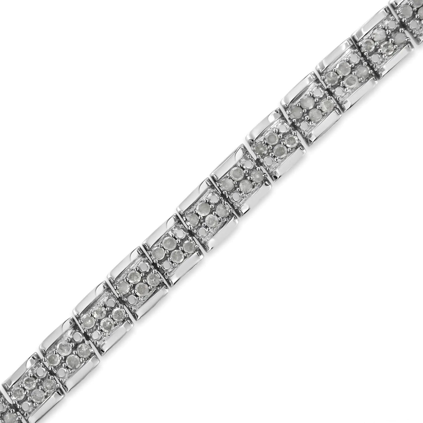 .925 Sterling Silver 2.0 Cttw Diamond 7" Round Miracle Plate Link Bracelet (I-J Color, I2-I3 Clarity) WEM Support (www.WEM.support)
