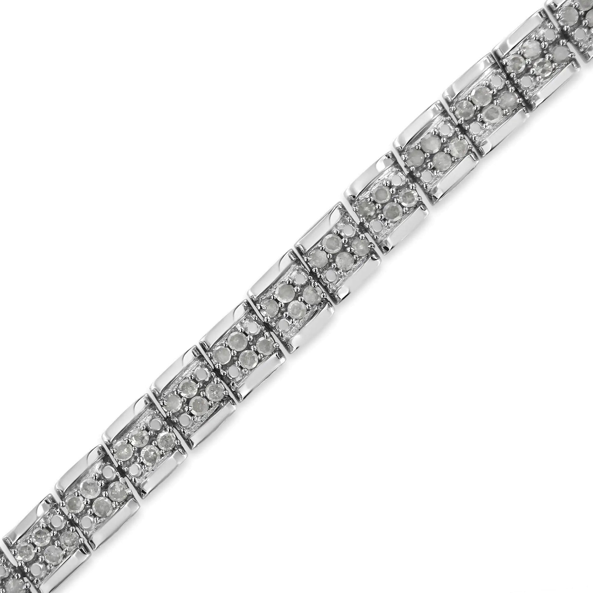 .925 Sterling Silver 2.0 Cttw Diamond 7" Round Miracle Plate Link Bracelet (I-J Color, I2-I3 Clarity) WEM Support (www.WEM.support)