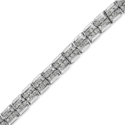.925 Sterling Silver 2.0 Cttw Diamond 7" Round Miracle Plate Link Bracelet (I-J Color, I2-I3 Clarity) WEM Support (www.WEM.support)