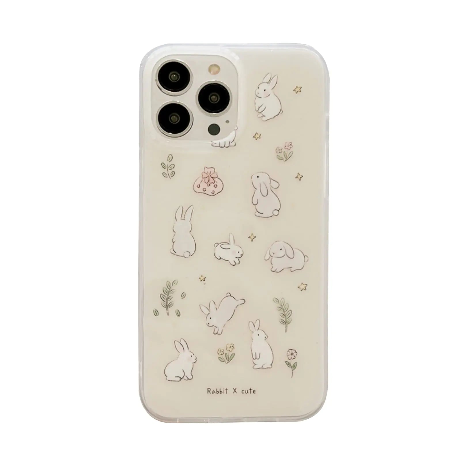 Pink Floral Bunny Phone Case for iPhone 15, Cute Korea 3D Rabbit Flower Cartoon Case for Women Girls - Catch Cards