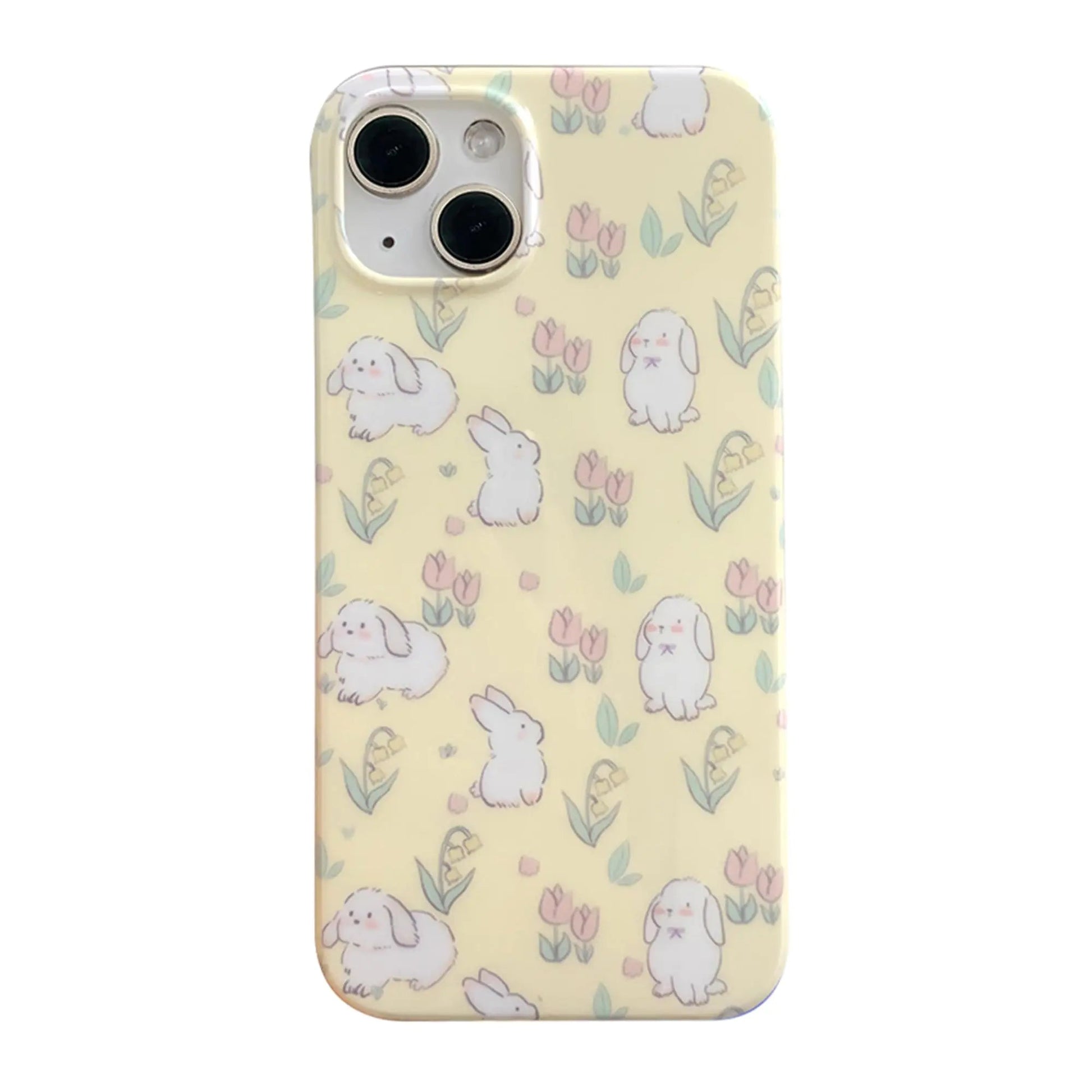 Pink Floral Bunny Phone Case for iPhone 15, Cute Korea 3D Rabbit Flower Cartoon Case for Women Girls - Catch Cards