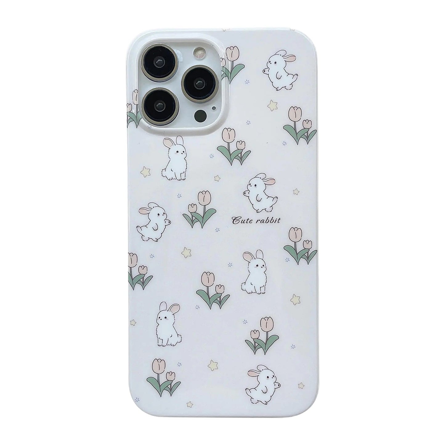 Pink Floral Bunny Phone Case for iPhone 15, Cute Korea 3D Rabbit Flower Cartoon Case for Women Girls - Catch Cards