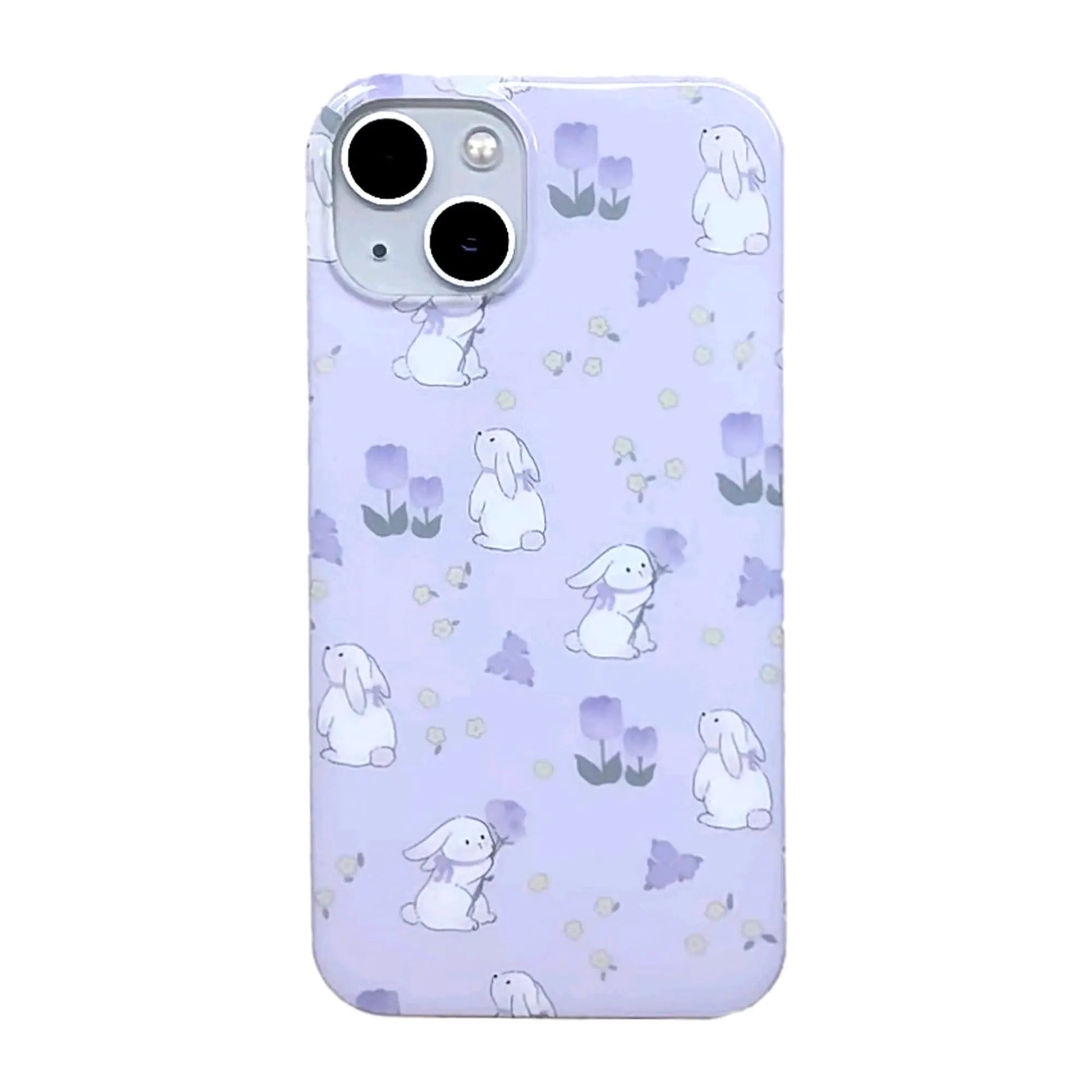 Pink Floral Bunny Phone Case for iPhone 15, Cute Korea 3D Rabbit Flower Cartoon Case for Women Girls - Catch Cards