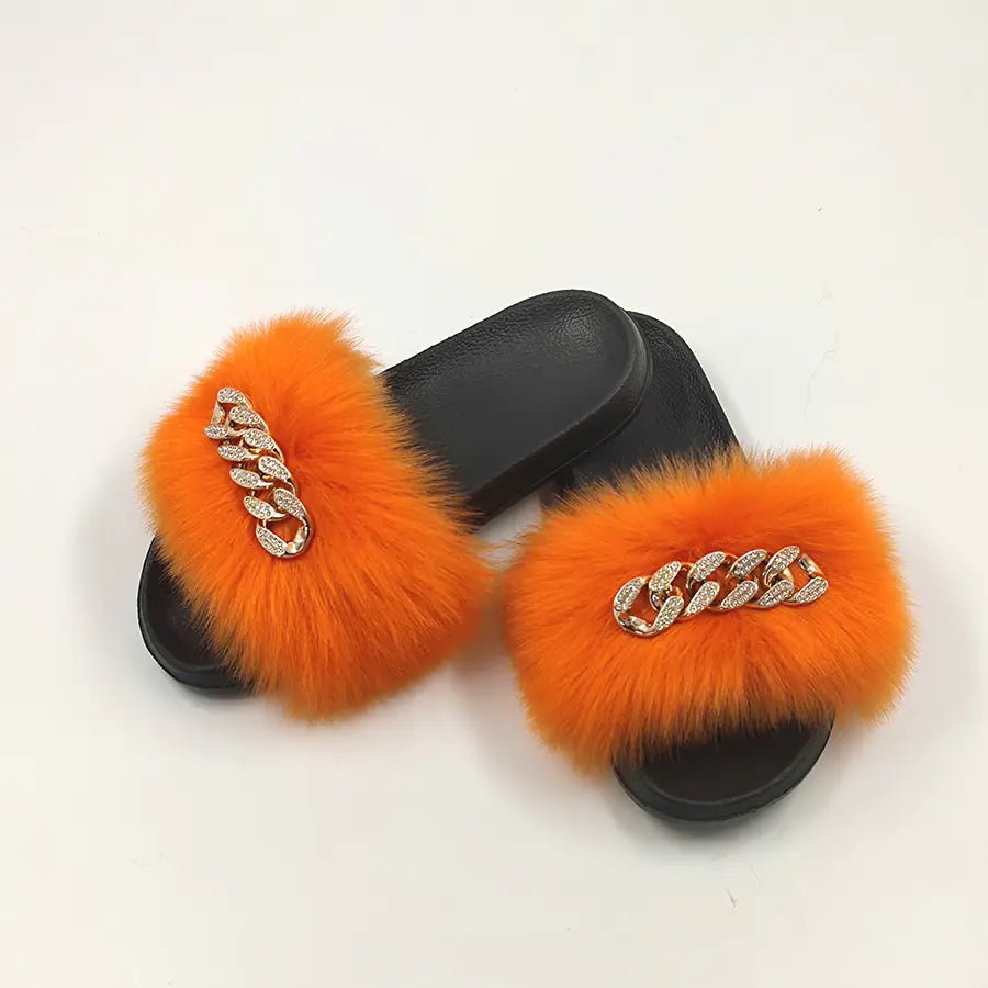 Plush Imitation Fox Fur Flip Flops Fashion Slippers - Catch Cards