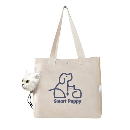 Portable Canvas Print Handbag for Outings with Pets - Catch Cards