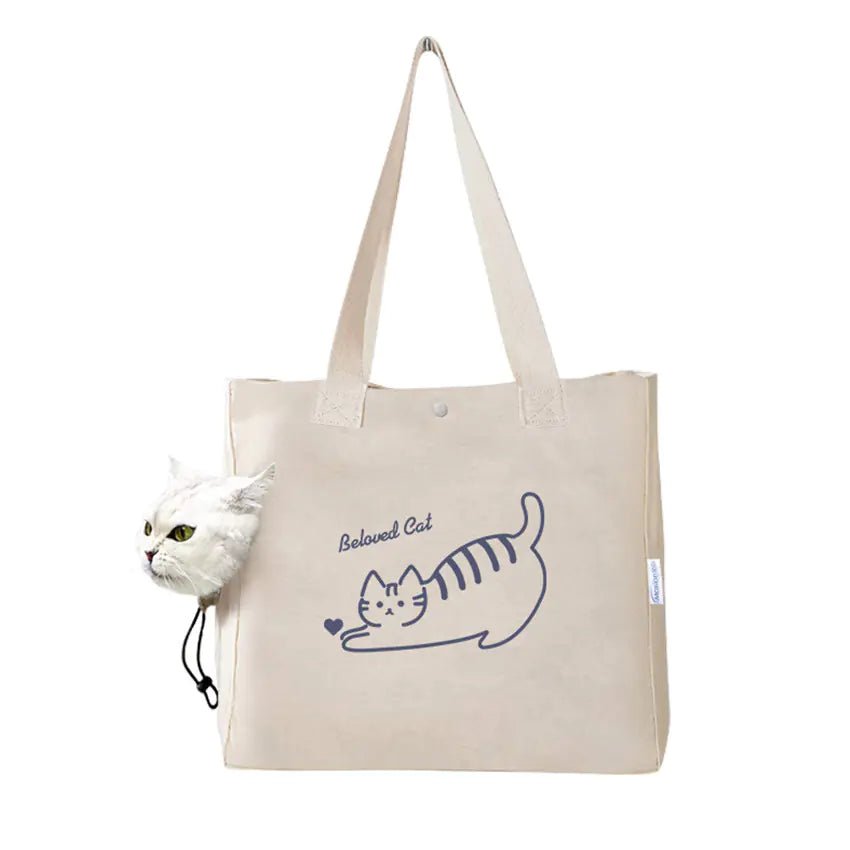 Portable Canvas Print Handbag for Outings with Pets - Catch Cards
