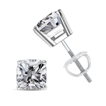 14K White Gold 1 1/2 Cttw Clarity Enhanced Princess Cut Diamond Solitaire Stud Earrings (I-J Color, I1-I2 Clarity) WEM Support (www.WEM.support)