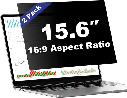 Pozlle [2 Pack 15.6 Inch Laptop Privacy Screen Shield for 16:9 Widescreen Laptop Monitor - Anti - Glare Blue Light Privacy Filters and Anti Spy Privacy Screen Protector Film - Catch Cards