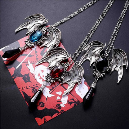 Red Crystal Vampire Bat Pendant WEM Support (www.WEM.support)