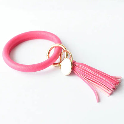 Pure Leather Tassel Pendant Bracelet - Catch Cards