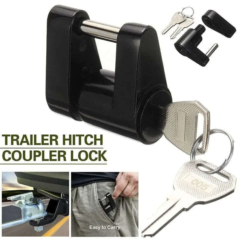 Trailer Hitch Coupler Lock Dia 1/4" Span 3/4" For Tow Boat RV Truck Car + 2 Keys WEM Support (www.WEM.support)