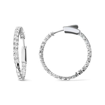 14K White Gold 3.00 Cttw Lab Grown Diamond Inside Out Hoop Earrings (F-G Color, VS1-VS2 Clarity) WEM Support (www.WEM.support)