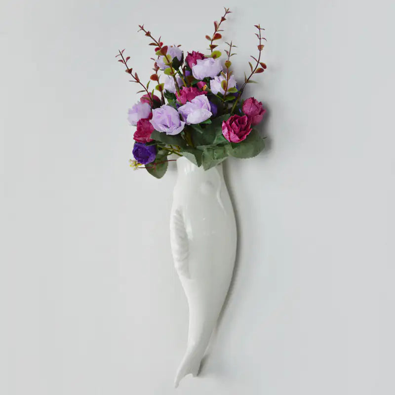 Simple Modern Creative Wall Ceramic Goldfish Vase Restaurant Mural Wall Hanging Three-Dimensional Wall Decoration Wholesale WEM Support (www.WEM.support)