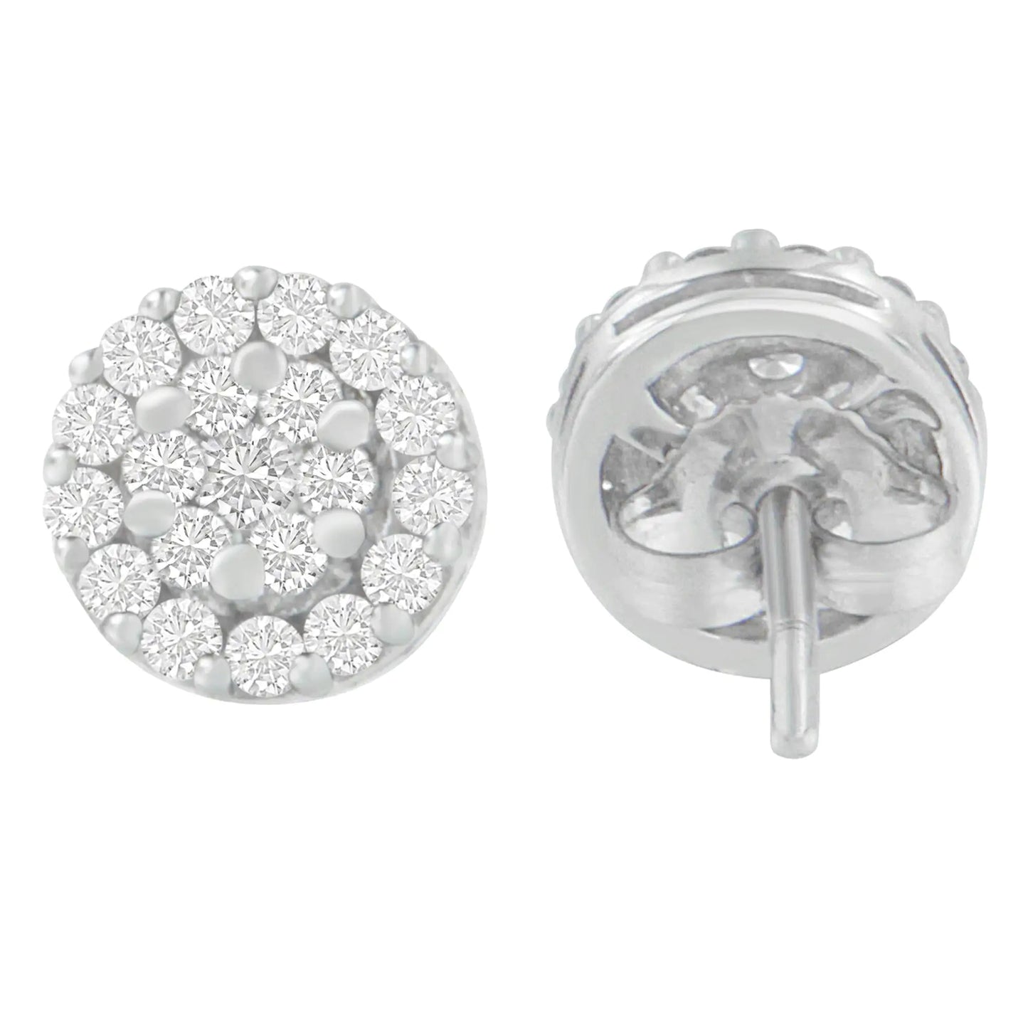 14K White Gold 3/4 cttw Round Cut Diamond Stud Earring (H-I, SI2-I1) WEM Support (www.WEM.support)