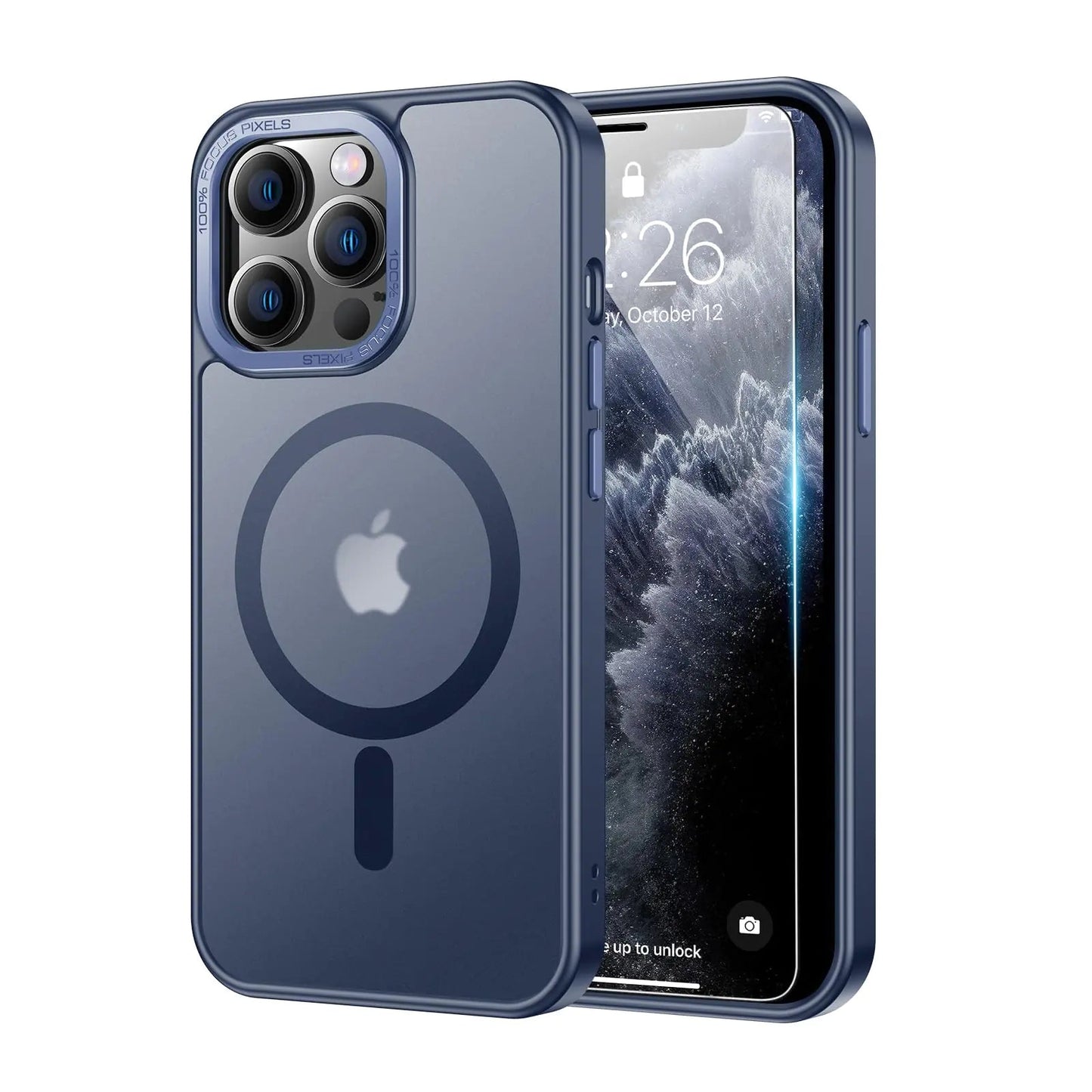 LUHOURI Magnetic for iPhone 13 Pro Max Case with Built-in Kickstand,Screen Protector Included,[Compatible with Magsafe],Slim Fit Shockproof Crystal Cover iPhone 13 Pro Max 6.7" Phone Case Clear Blue HejK.com