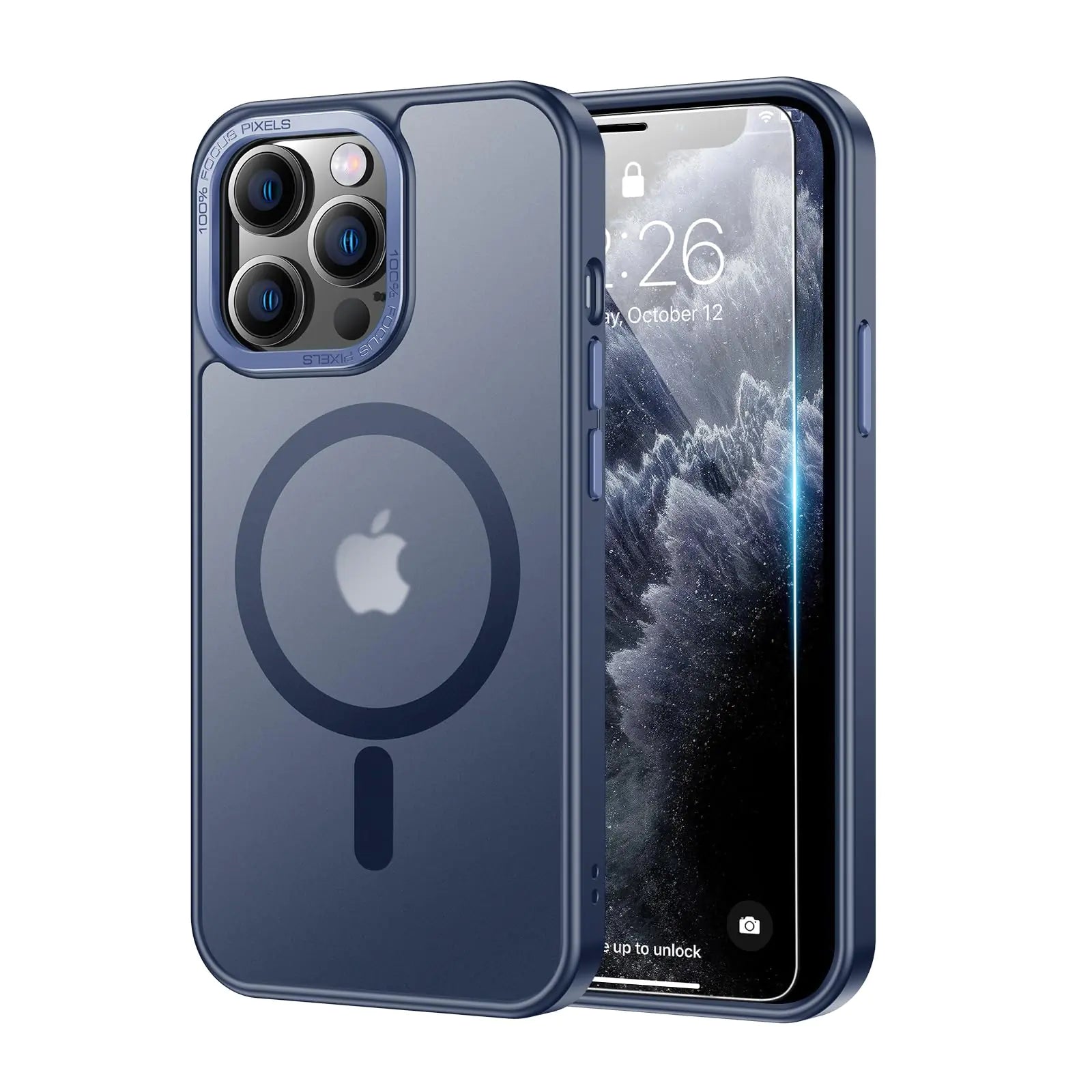 LUHOURI Magnetic for iPhone 13 Pro Max Case with Built-in Kickstand,Screen Protector Included,[Compatible with Magsafe],Slim Fit Shockproof Crystal Cover iPhone 13 Pro Max 6.7" Phone Case Clear Blue HejK.com