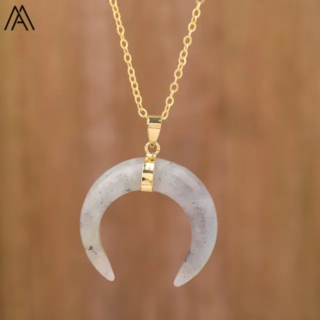 Moon Shape Amethyst Necklace WEM Support (www.WEM.support)