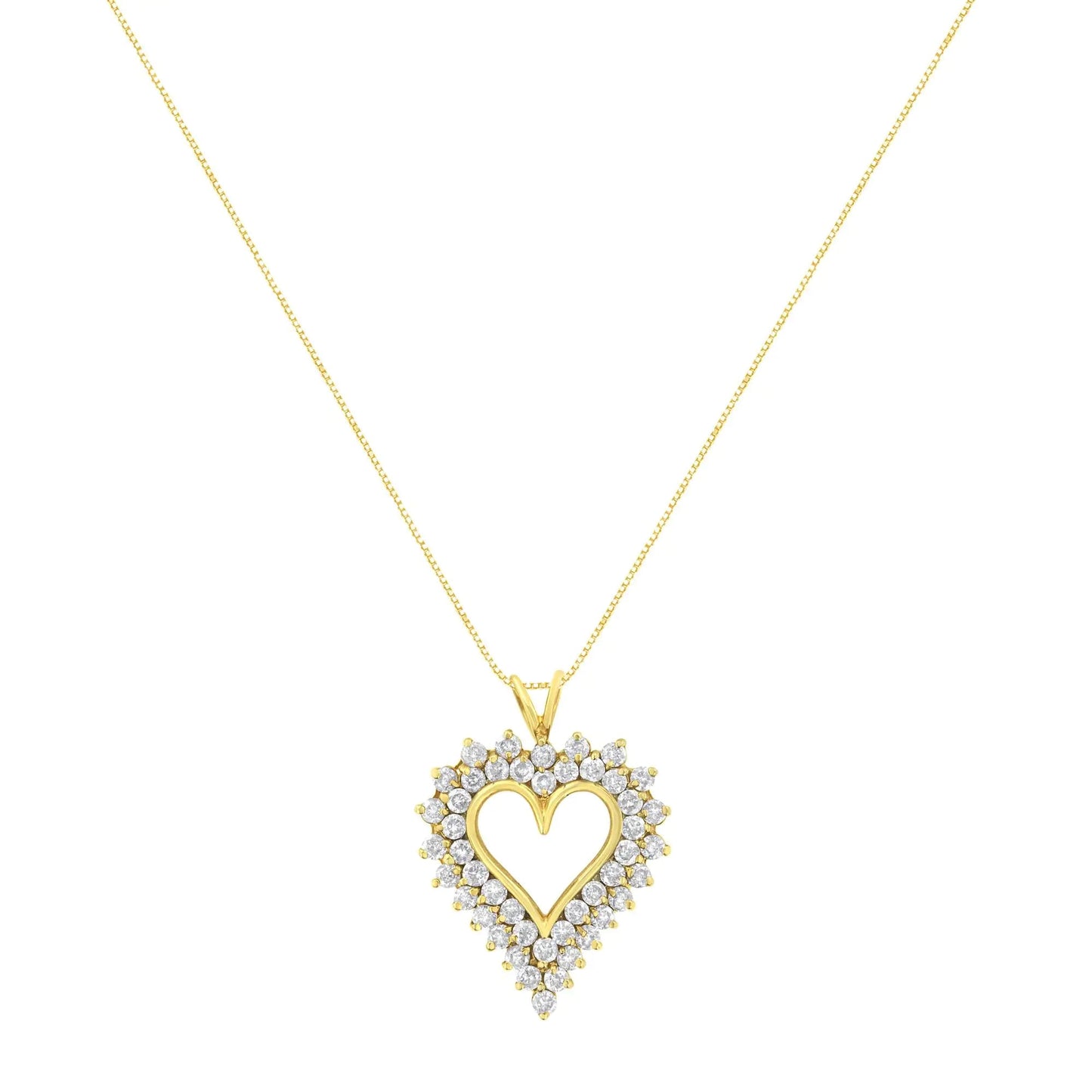 14K Yellow Gold .925 Sterling Silver 4 cttw Round-cut Diamond Cluster Heart Pendant Necklace (K-L Color, I1-I2 Clarity) WEM Support (www.WEM.support)