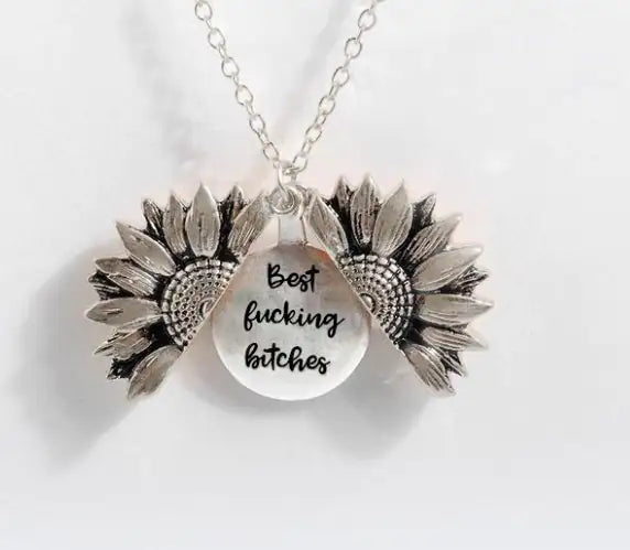 Sunflower Double-layer Lettering Necklace WEM Support (www.WEM.support)